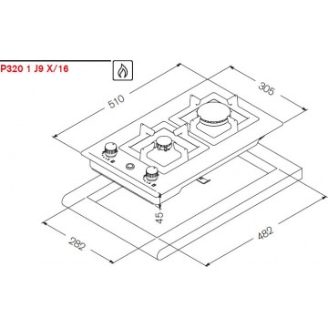 La Germania P310 1 J9 X/21 GN Εστία Αερίου Αυτόνομη Domino 30.5x51cm Inox